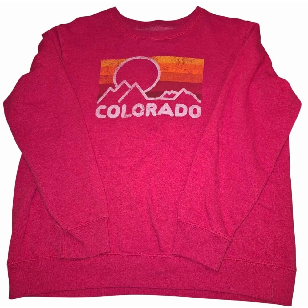 Colorado Graphic Red Sweatshirt By Home Free XL (16/18) 60% Cotton 40% Recycled